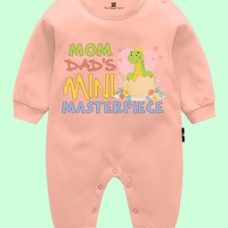 The Peppy Tend 100% Cotton Family Theme Full Sleeves Mom Dads Mini Masterpiece Printed Romper - Peach-picture-41