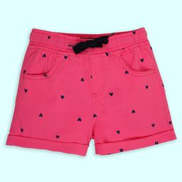 Kiddopanti Cotton Hearts Printed Shorts - Pink-image-26