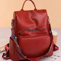 SYGA Women's Backpack, Cross Border Anti-Theft Simple Travel Bag (Red)-picture-18
