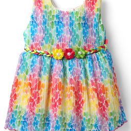 Tweetoons Knit Sleeveless Printed Frock With Belt - Multicolor-image-80