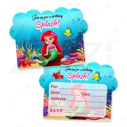 Zyozi Mermaid Theme Invitations Cards For Birthday, Card For Kids Multi - Pack Of 40-picture-2