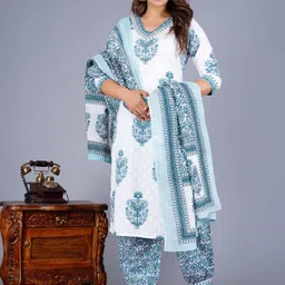 L.H HANDICRAFTS Floral Printed Pure Cotton Kurta Set-picture-55