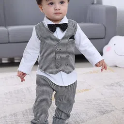 DEL LUNA Boys CheckedDouble-Breasted Waistcoat & Trouser With Shirt Suits-image-23