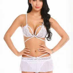 GuSo Shopee Women White Net Baby Dolls-image-78
