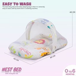 Baybee Baby Bedding Set Newborn Mattress with Mosquito Net & Neck Pillow Portable Sleeping Nest - Grey image 3