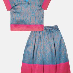 YOUNG BIRDS Girls Ethnic Motifs Sweetheart Neck Top With Skirt-image-21