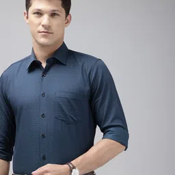 Van Heusen India Slim Fit Textured Self Design Pure Cotton Formal Shirt-image-44