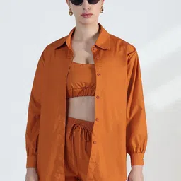 SHOWOFF Shirt Collar Neck Top Shirt With Shorts Co-Ords-image-59
