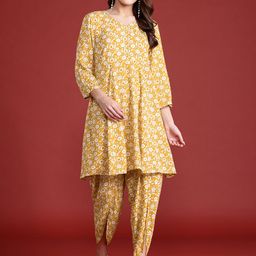 all about you Women Floral Print Kurta with Harem Pants-picture-15