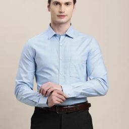 Turtle Light Blue Cotton Slim Fit Checks Shirt-picture-29