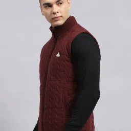 Monte Carlo Wine Regular Fit Self Pattern Jacket image 3