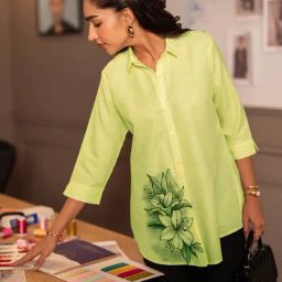 Libas Lime Green Printed Kurti-image-63