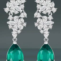 Peora Silver Plated Cubic Zirconia & Green Crystal Fancy Drop Earrings-image-23