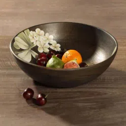 ellementry Frangipani Brown Wooden Salad Bowl - Set of 1-31