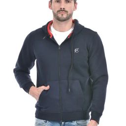 Lawman Navy Blue Cotton Regular Fit Hooded Sweatshirts-image-12