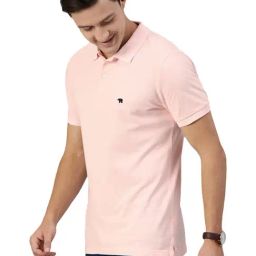 The Bear House Baby Pink Cotton Slim Fit Polo T-Shirt-image-39