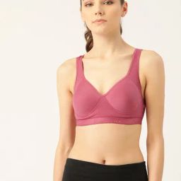 Lady Lyka Pink Non Wired Padded Sports Bra-image-11
