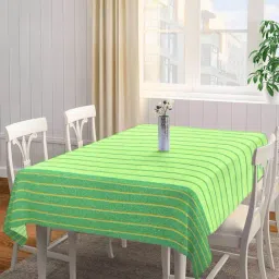 Klotthe Green Woven Cotton 200 GSM 6 Seater Table Cover - Set of 1-image-57