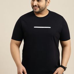 Sztori Men Plus Size Black Solid T-shirt-image-45