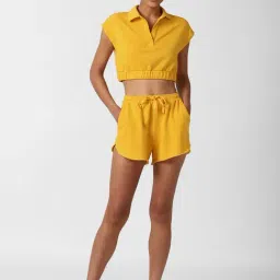 Forever 21 Yellow Regular Fit Crop Top With Shorts-image-59