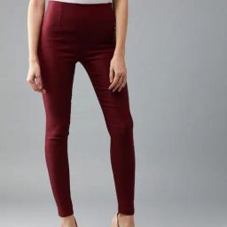 DOLCE CRUDO Maroon Skinny Fit Jeggings-image-126