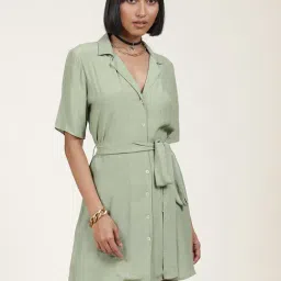 Label Ritu Kumar Mint Mini Shirt Dress With Belt-image-90