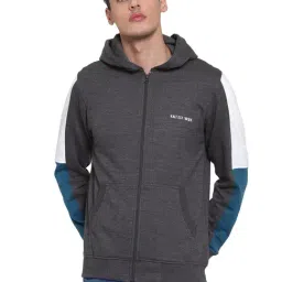 Kalt Dark Grey Melange Full Sleeves Hooded Sweatshirt-picture-6