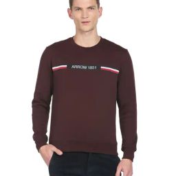 Arrow Sport Maroon Cotton Regular Fit Self Pattern SweatShirt-image-37
