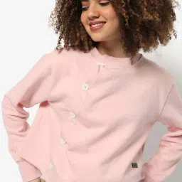 Campus Sutra Pink Cotton Sweatshirt-image-60