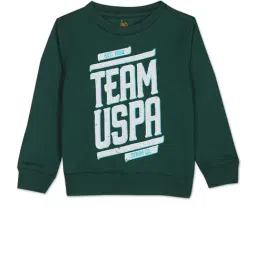 U.S. Polo Assn. Kids Dark Green Printed Full Sleeves Sweatshirt-picture-0