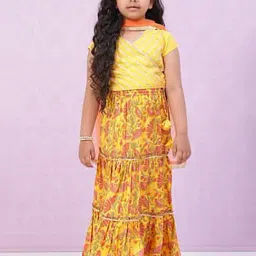 BIBA Girls Yellow Floral Print Blouse, Lehenga with Dupatta-image-53