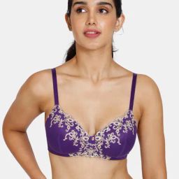 Zivame Purple Floral Half Coverage Balconette Bra-image-35