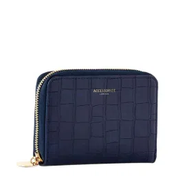 Accessorize London Navy Textured Zip Around Wallet for Women-66