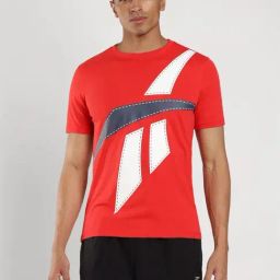 Reebok Red Slim Fit Logo Printed Sport T-Shirt-image-83