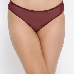 Clovia Maroon Net Regular Fit Solid Panties-image-12