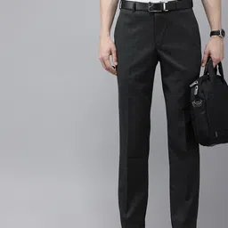 Park Avenue Men Checked Formal Trousers-image-48