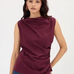 FEMMELLA Wine Cotton Solid Top-picture-0