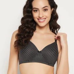 Clovia Black Striped T-Shirt Bra-image-86