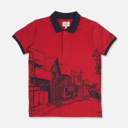 Pepe Jeans Kids Red Graphic Print Polo T-Shirt-picture-3
