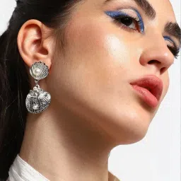 Sohi Silver Plated Party Designer Stone Drop Earrings image 3