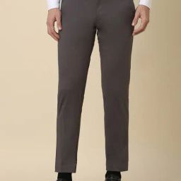 Men Grey Slim Fit Solid Formal Trousers-picture-6