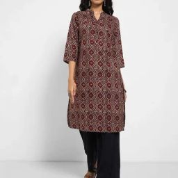 Rangmanch By Pantaloons Maroon Regular Fit Printed Kurta-image-79