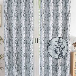 AVI Black & White Set of 2 Floral Door Curtain-41
