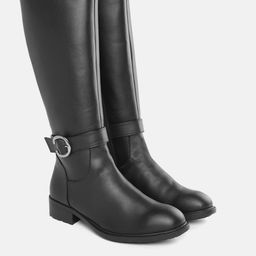 ELLE Women Black Solid High-Top Regular Boots-image-83
