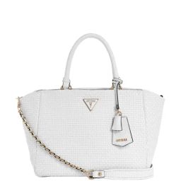 Guess White Textured Satchel Handbag-10