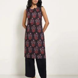 Rangmanch By Pantaloons Brown Stone Cotton Regular Fit Printed Kurta-picture-19