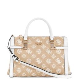 Guess White & Beige Printed Satchel Handbag-41