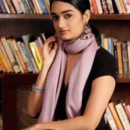 URZUV Lavender Pure Pashmina Solid Stole-image-82