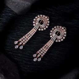 Saraf RS Jewellery Rose Gold White AD studded Earrings-24