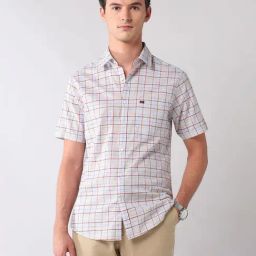 AD by Arvind Grey And Pink Cotton Checks Shirt-picture-10